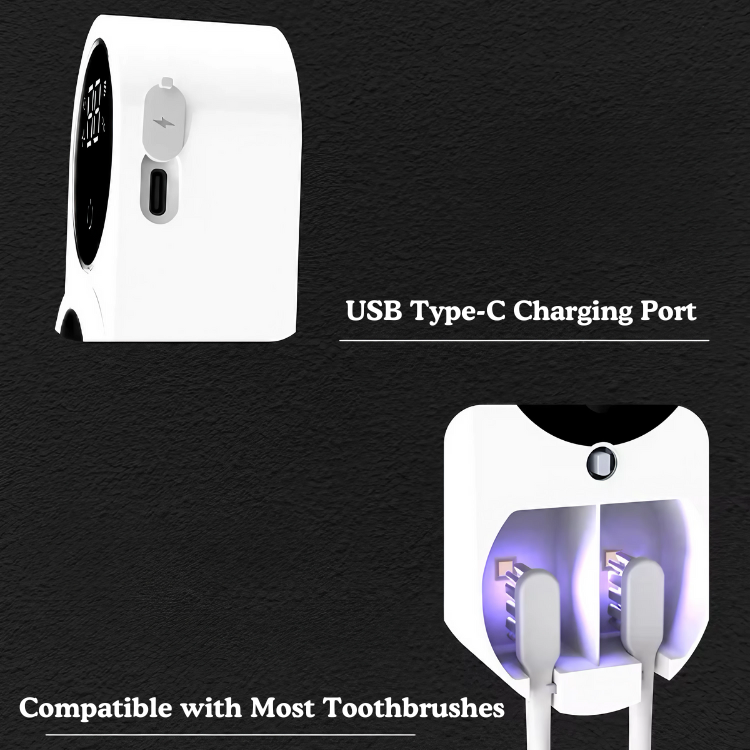 Toothbrush Cleaner with UV-C Cleaning and Air-Drying